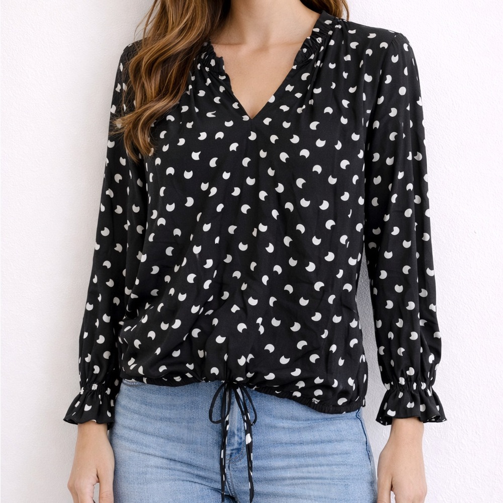 Dolan Moon Print Long Sleeve Blouse XS